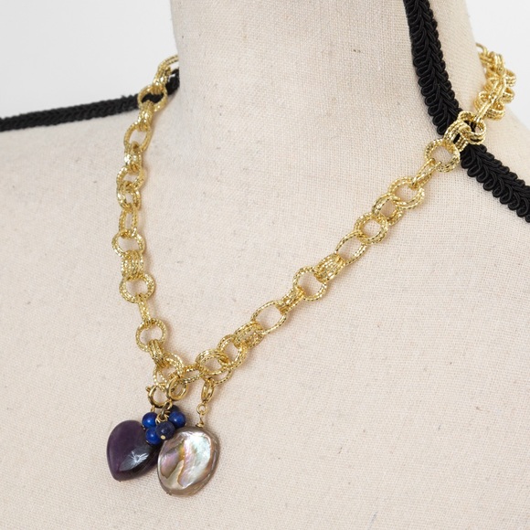 18K gold over bronze necklace with interchangeable charms by Moda Di Petrie - Picture 4 of 16